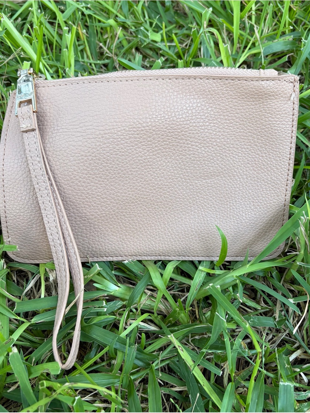 bebe Khaki Pebbled Wristlet Clutch - Picture 2 of 6